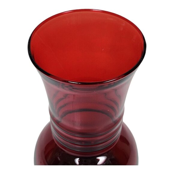 Anchor Hocking Royal Ruby Red Bud Vase Set 6 3/4" Ribbed Neck Romantic 30s Decor - Picture 12 of 14